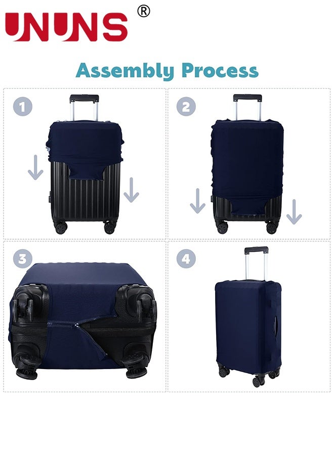 UNUNS 3 Pcs Luggage Cover,Travel Suitcase Cover Anti Scratch Luggage Protector Washable Fits 18-28 Inch Luggage (Dark Blue) - Image 3
